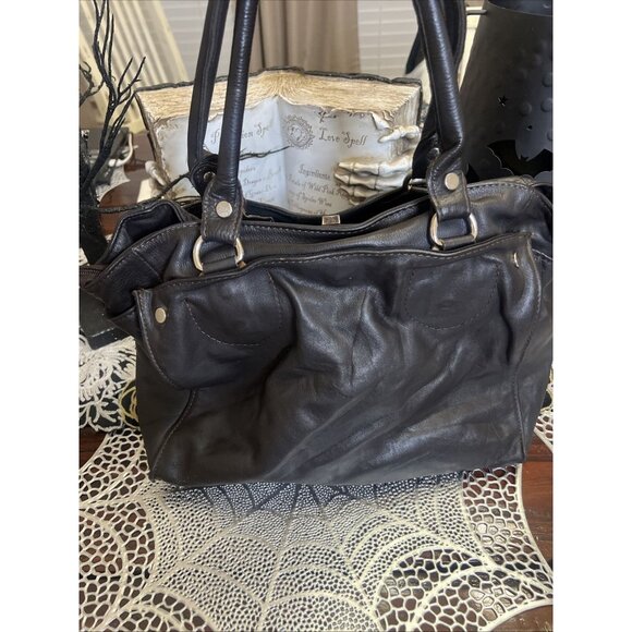 Rebels Firenze Black Italian Leather Handbag Shoulder Bag Purse - Picture 2 of 16